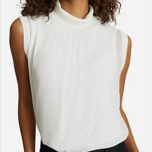 Reiss White Gilda Sheer Roll Neck Sleeves in XL